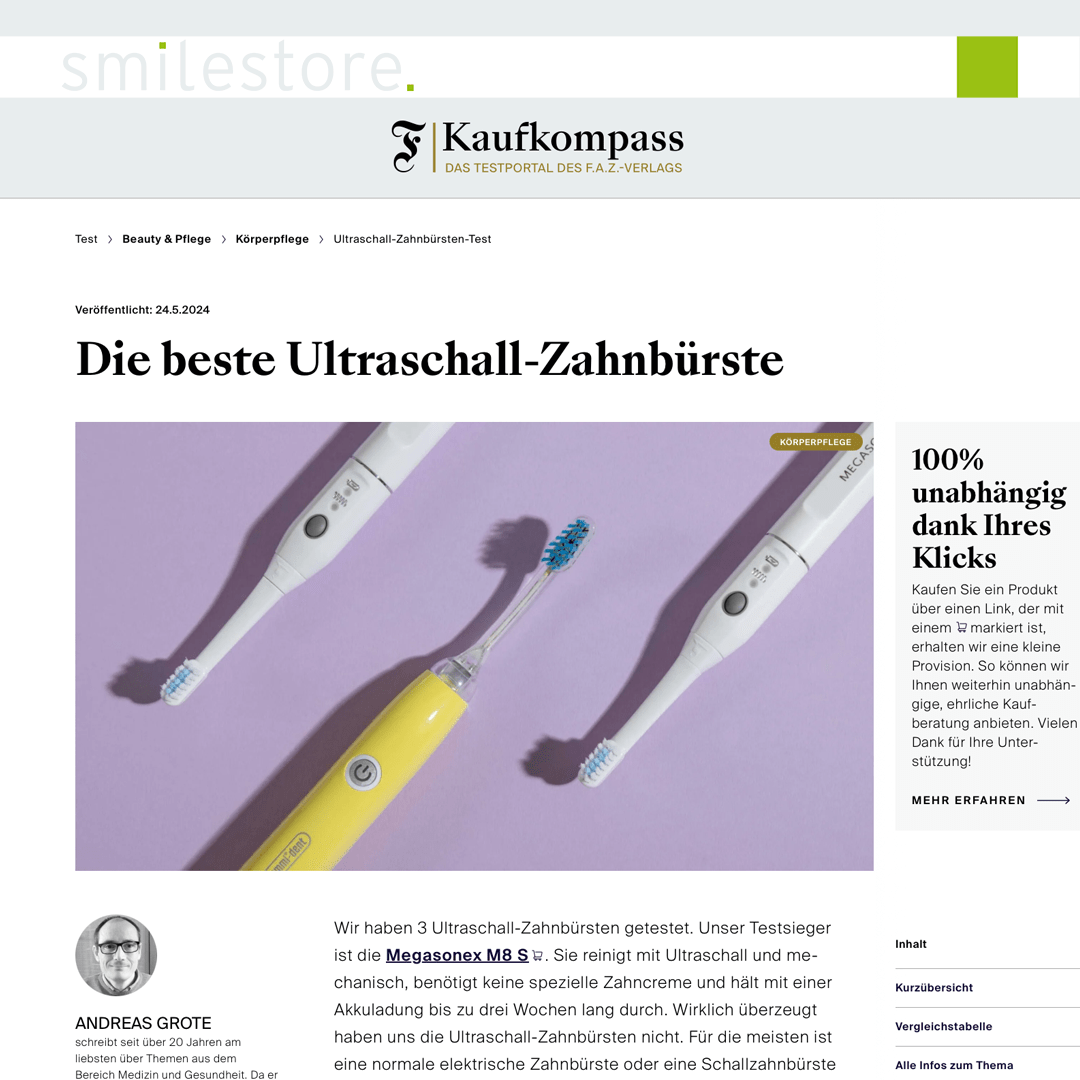 F.A.Z. Testbericht Ultraschallzahnbürsten