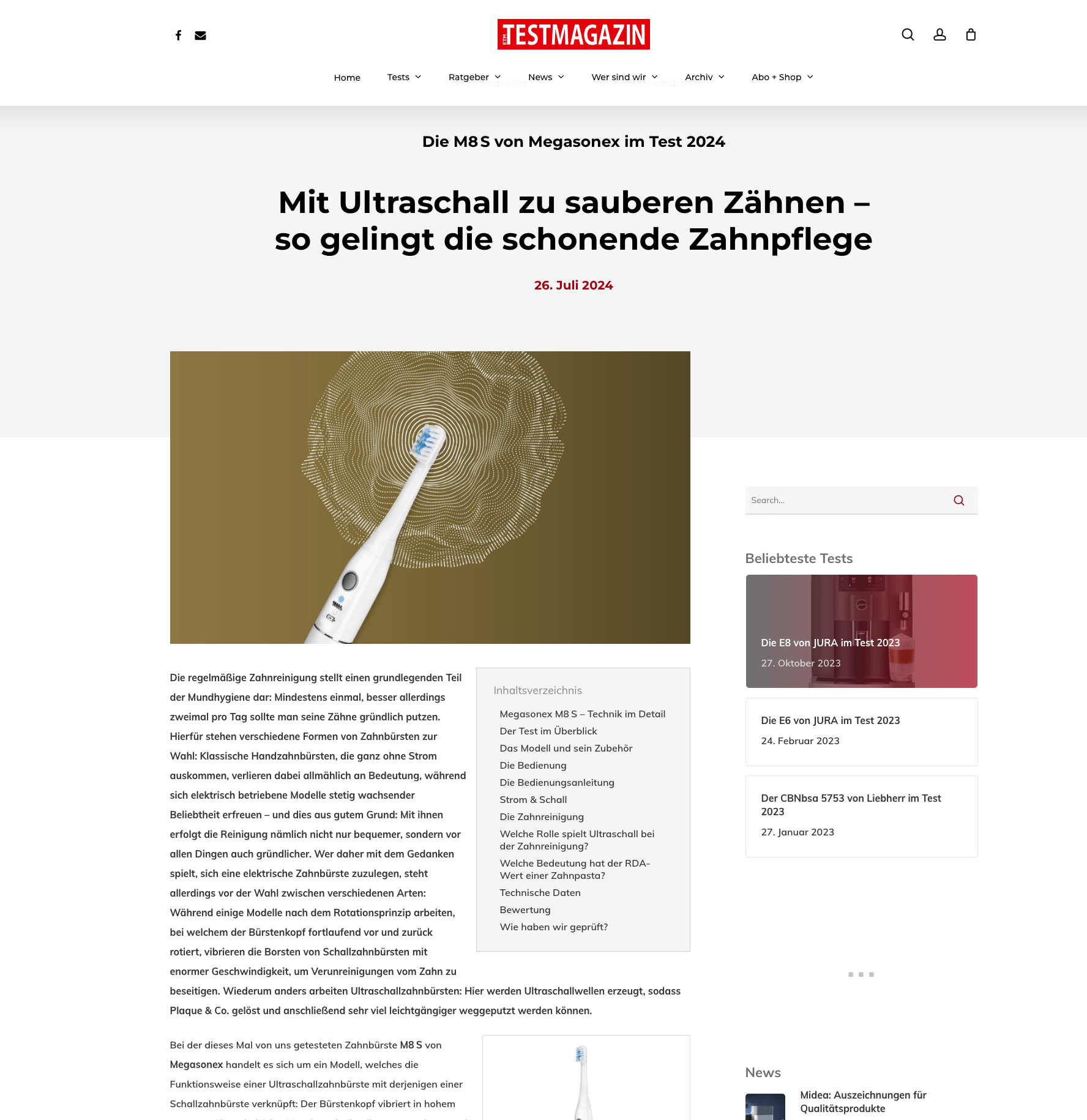 ETM TestBerichte.de Einzeltest Megasonex M8S